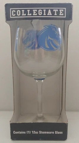 Boise State Broncos Collegiate 12 Oz. Stemware Glass, NEW IN BOX! Cover