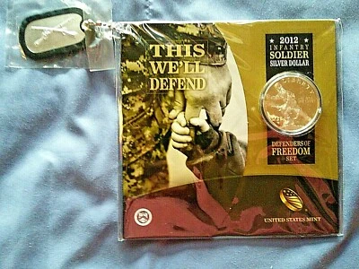 2012 W INFANTRY SOLDIER SILVER DOLLAR DEFENDERS OF FREEDOM SET "SEALED" - Image 1 of 4