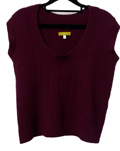 LEONARD ST Womens Lambswool Angora Wool Blend Maroon Purple Vest Cosy Size 8 - Picture 1 of 6