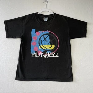 Vintage Y2K Blink 182 Smiley Face Tour Band T-Shirt Youth L 14-16 - Picture 1 of 9