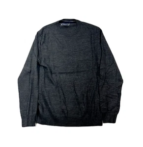 Club Room Layered Look Crewneck Sweater Mens Small Charcoal Heather Grey Knit - Picture 1 of 6