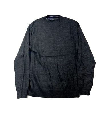 Club Room Layered Look Crewneck Sweater Mens Small Charcoal Heather Grey Knit - Image 1 of 4