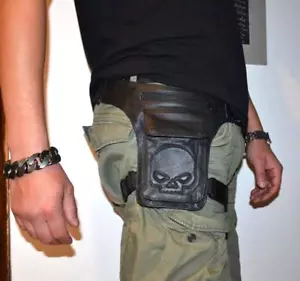 Pochette Sacoche Cuir de Hanches cuisse Jambes - SKULL Aigle ou croix de malte - Imagen 1 de 18