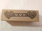 Toomuchfun Wood Mounted Rubber Stamp RARE Vintage Heart Napkin Ring Pretty