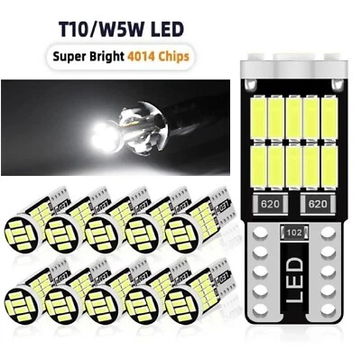 10 Pz LAMPADINE LED T10 LUCI lampade auto POSIZIONE TARGA CANBUS bianco 4014 W5W - Immagine 1 di 4