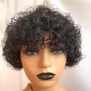 12A virgin human short afro curly human hair wig braziliab Kinky Curly hair wig - Picture 1 of 6