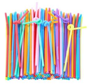 100 Plastic Colorful Drinking Straws Reusable High Extra Long Flexible for Party - Picture 1 of 12