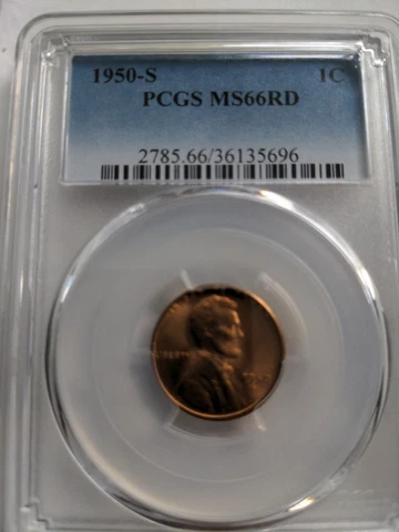 1950-S RED PCGS MS-66  Lincoln BU   coin uncirculated cent  Whole Set Listed Cover