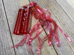 Muscle Bike Bicycle Grips Red Metal Flake Grips With Streamers OGK Japan NOS - Picture 1 of 5