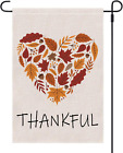 Dankbare Gartenflagge Sackleinen Herbstblatt Herz Thanksgiving Gartenflagge, Doppel S