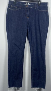 Boden Womens Jeans 12L Mid Rise Denim Raw Hem Dark Wash Ankle 12 Long Straight - Picture 1 of 5
