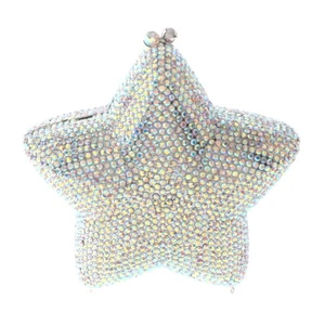 Silver Tone Metal Rhinestone Crystal Clutch Evening Bag HB6270-SAB - Picture 1 of 4
