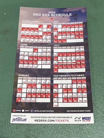 Boston Red Sox Fenway Magnetic Magnet Schedule Calendar Baseball MLB SGA 2022 Cover