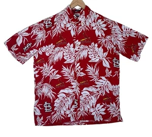 Aloha Reyn Spooner MLB St. Louis Cardinals Hawaiian Short Sleeve Shirt Red Large - Picture 1 of 7