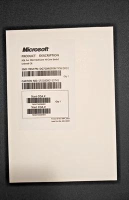 Microsoft SQL Server 2022 Standard Core - 16 Core License (Unlimited CALs) - Image 1 of 4