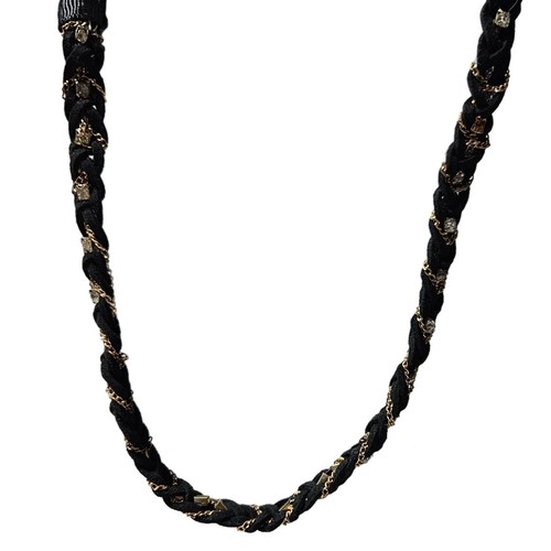 VETEMENTS Collana catena scamosciata nera intrecciata accenti cristallo dettagli tono oro gioielli