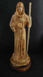 Jesus the good shepherd Statue Olivewood Hand carved from holy land 12.5inch - Picture 1 of 9