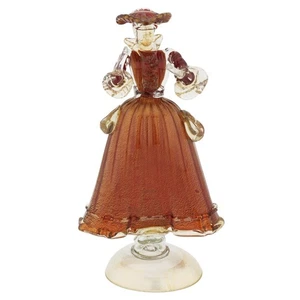 Cristal de Venecia Dama veneciana Goldoniana de cristal de Murano - rojo y dorado - Imagen 1 de 7