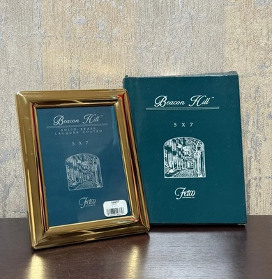 Marco Fetco Foto 5"x7" Laca Latón Sólido Recubierto en Oro Nuevo en Caja Foto 1 de 4