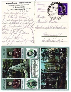 DR 1942, Landpost Stpl. HAIDE über Schwarzenberg auf Farb-AK Sächs. Prinzenraub - Bild 1 von 1