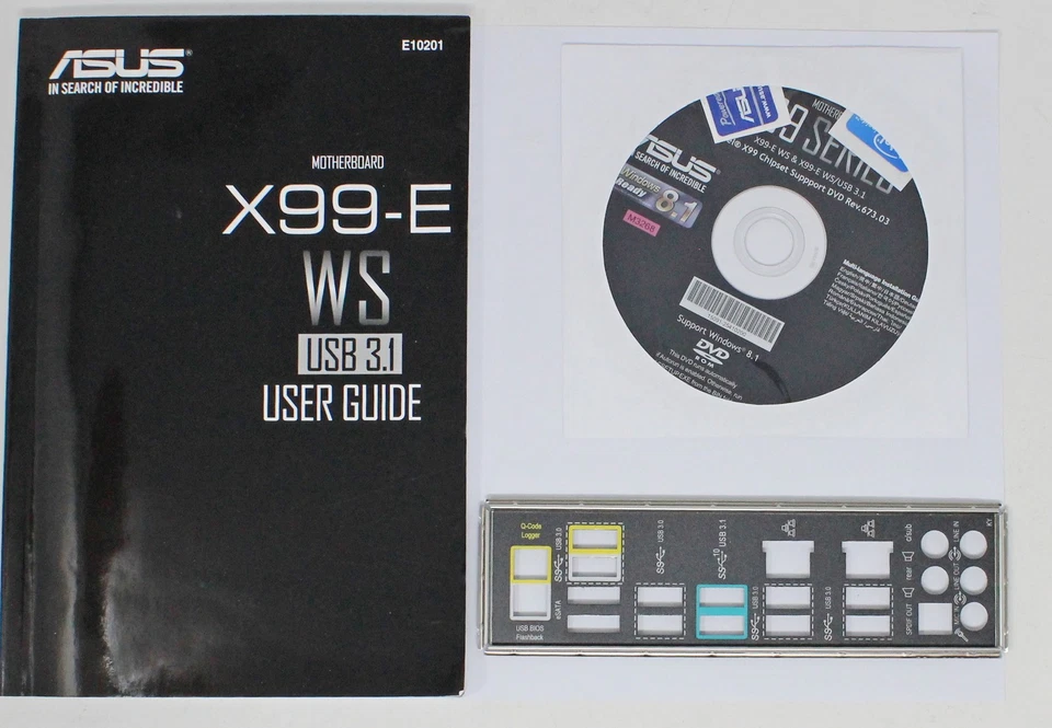 ASUS X99-E WS/USB 3.1 - SET Handbuch ATX IO Shield Slotblende Treiber (#32133) - Bild 1 von 1