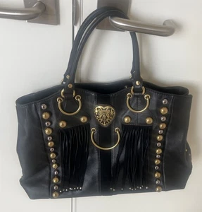 GUCCI BLACK FRINGE STUDDED LEATHER BABUSHKA TOTE HANDBAG BAG. - Picture 1 of 10