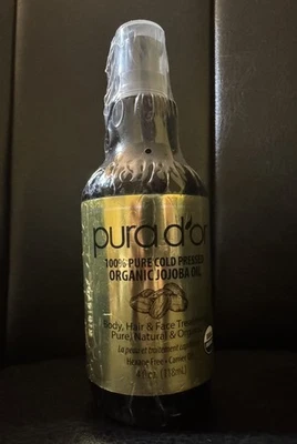 Nuevo y Sellado Aceite de Jojoba PURA D'OR 100% Puro Orgánico, Cara, Cuerpo y Cabello 4 fl oz  Foto 1 de 2