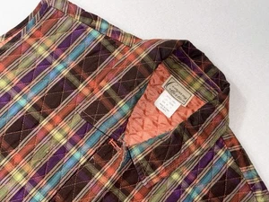 Company Collection Women's Quilted Vest Orange, Purple & Green Plaid 3X - Picture 1 of 12