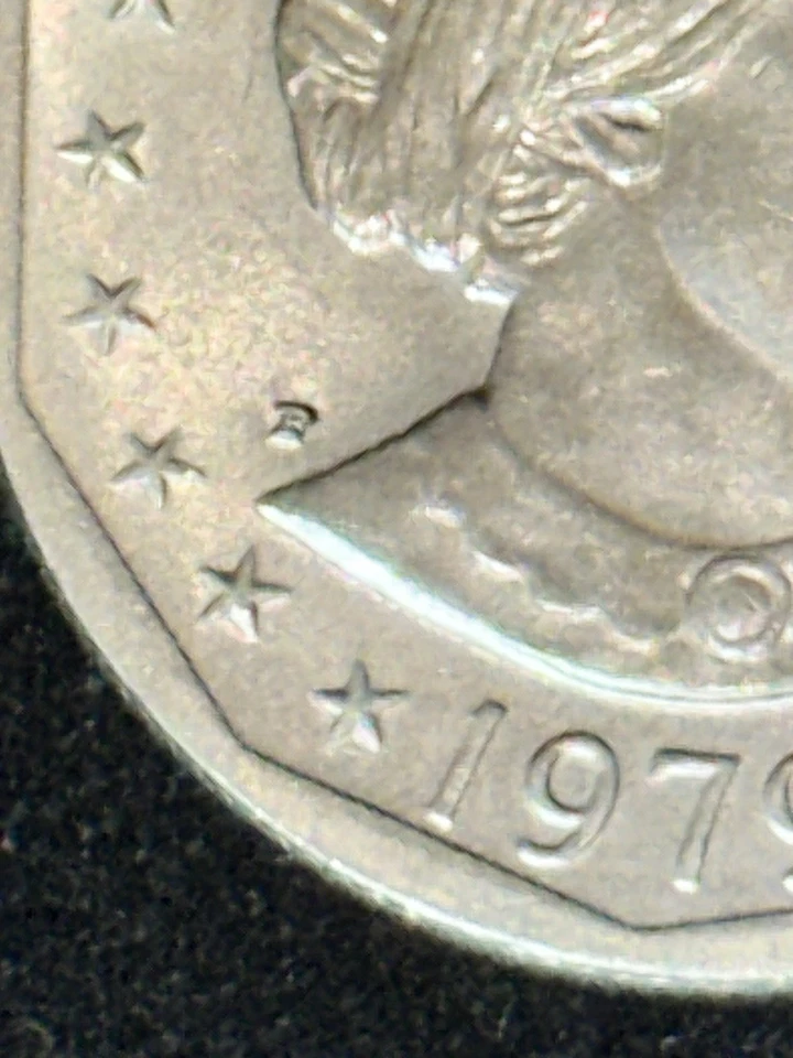 1979 年 P 版 Susan B Anthony Liberty 美元宽边错误/DDO 美国 硬币。 罕见! — 第 1/4 张图片