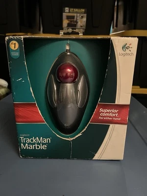 Logitech TRACKMAN Marble Corded Trackball Mouse T-BC21 Wired 910-000806 NEW - Image 1 of 3