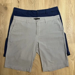 TRAVIS MATHEW Mens Size 40 Lot of 2 Performance Golf Bermuda Shorts Gray & Blue - Picture 1 of 7