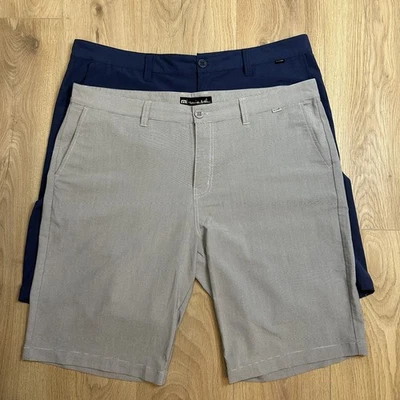 TRAVIS MATHEW Mens Size 40 Lot of 2 Performance Golf Bermuda Shorts Gray & Blue - Image 1 of 4