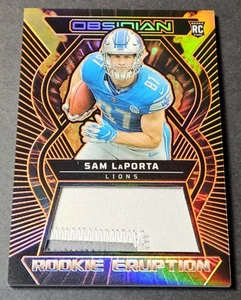 2023 Panini Obsidian Orange /49 Rookie Eruption Parch Sam Laporta RC #REM Lions  - Picture 1 of 2