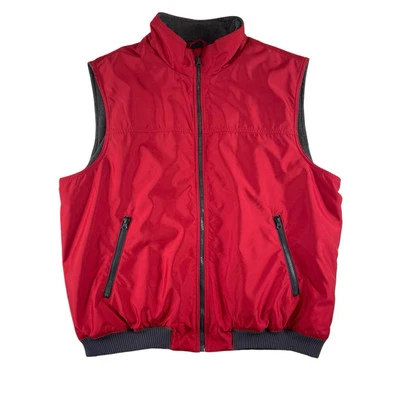 Chaps Jacket Vest Mens 2XL Red Gray Fleece Lined Full Zip Outdoor Gorpcore - Image 1 of 4