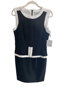 Calvin Klein neu schwarz weiß Etui ärmellos Kleid Größe 10 - Bild 1 von 10