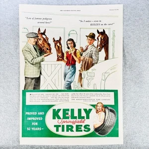 1946 Kelly Springfield Tires Vintage Print Ad Pedigrees Horse Cumberland MD - Picture 1 of 1
