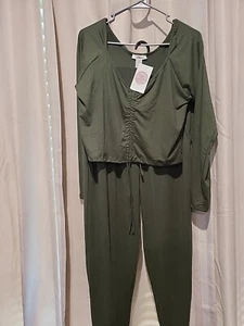 Capella Curvy Collection 2 Piece Pant And Long Sleeve Crop Top Matching Set 2xl - Picture 1 of 9