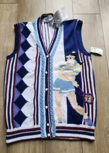 Vintage Sweater Vest Hand Knit Berek 2 Fall Thanksgiving Outdoor Tennis NWT - Picture 1 of 8