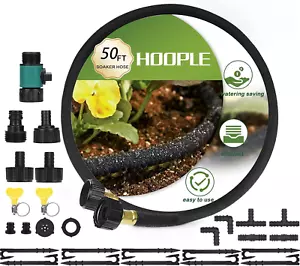 50FT Heavy Duty Rubber Soaker Hose 1/2" with Drip Irrigation Fittings Kit, 80% W - Picture 1 of 12