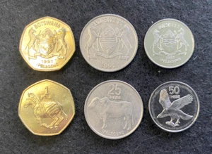 Botswana 3 Coins Set 1 Pula, 25 Thebe, and 50 Thebe World Coins - Picture 1 of 1