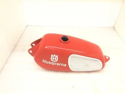 HUSQVARNA 1974 CR 250 WR 250 MAG REPRO RED PAINTED STEEL FUEL GAS TANK - Image 1 of 4