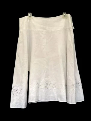 Jones New York 12 Linen Peasant Skirt Coastal Grandma White Cottage Core Midi - Image 1 of 4