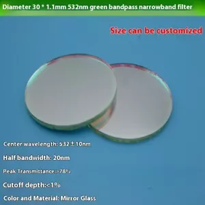 532nm Narrowband Green Band-Pass Laser Filter Bandwidth 20nm Optical Lens 1Piece - Picture 1 of 4