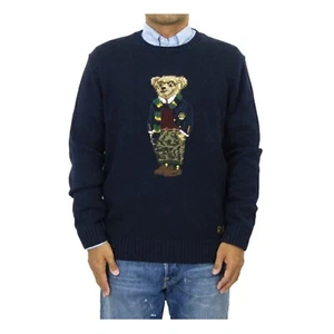 Polo Ralph Lauren Crewneck Polo Bear Preppy Bear pullover Sweater - Navy - Picture 1 of 4