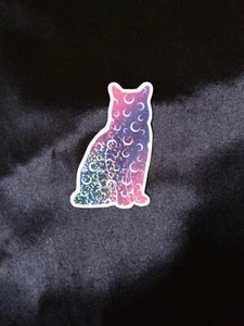 Holographic Cresent Kitten Sticker - Picture 1 of 2