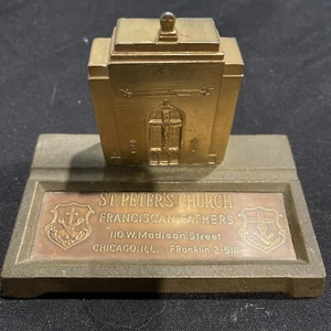 Juego de escritorio arquitectónico Art Deco años 50 Chicago "Iglesia de San Pedro, franciscano" - Imagen 1 de 7