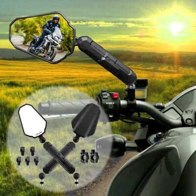 Motorcycle Foldable Rearview Mirrors Adjustable Ball Mount For KTM  Kawasaki KLR - Image 1 of 4