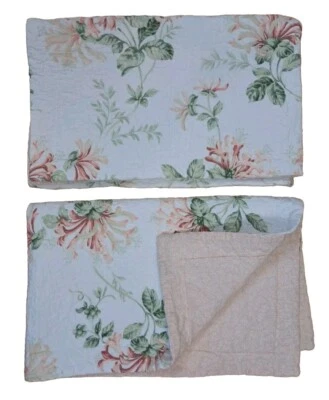 Laura Ashley Almohada Acolchada Algodón Falso Madreselva Floral Rosa Verde King Par  Foto 1 de 4