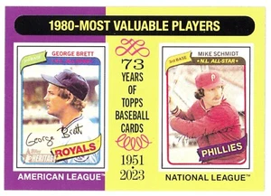 2024 TOPPS HERITAGE 1980 MOST VALUABLE PLAYERS GEORGE BRETT MIKE SCHMIDT - Picture 1 of 1
