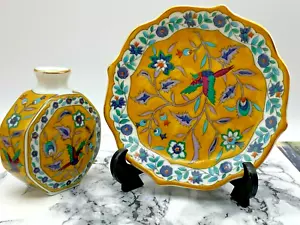 Vintage Dai Ichi Toki Porcelain Miniature Set Plate & Moon Flask Japanese 1970' - Picture 1 of 12